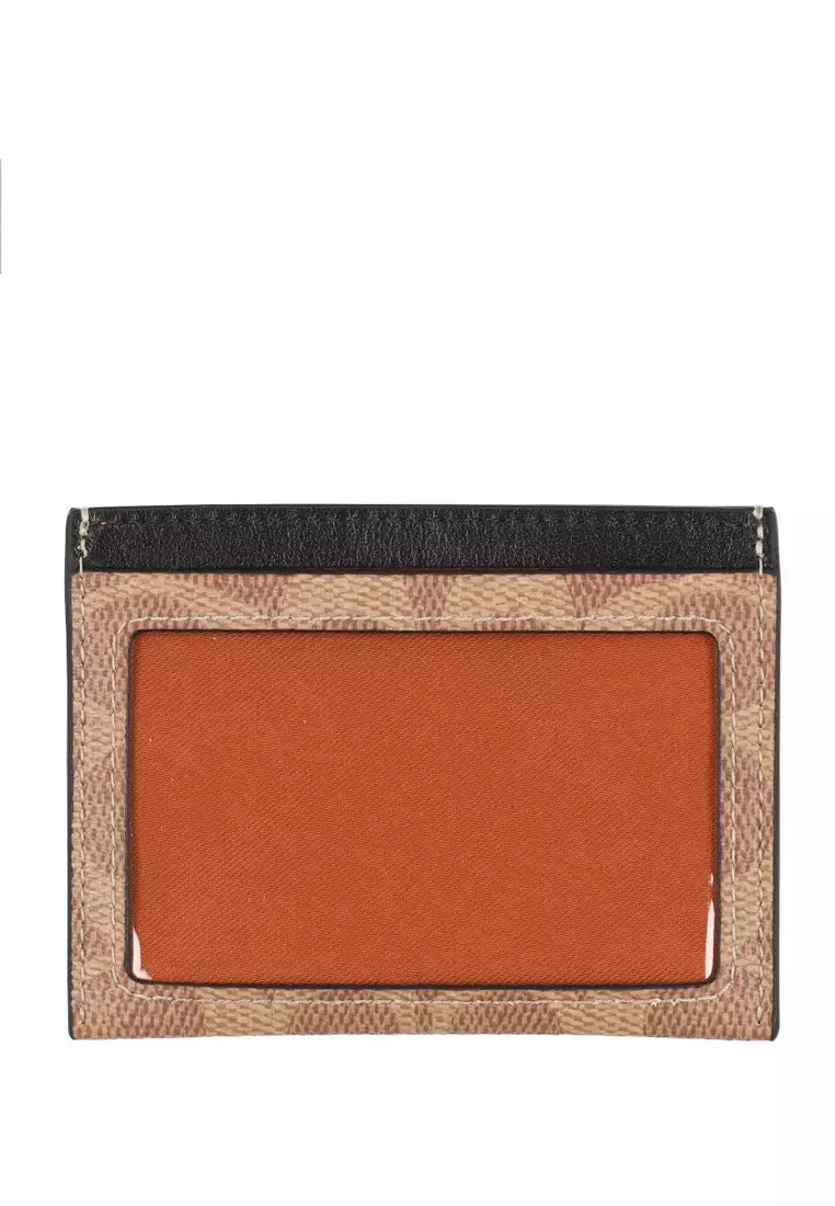 Slim ID Card Case In Signature Canvas - Tan Brown
