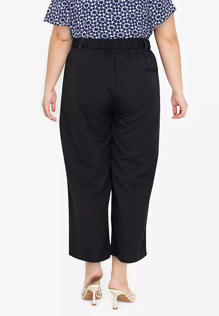 Plus Size Semi Tapered Cropped Trousers