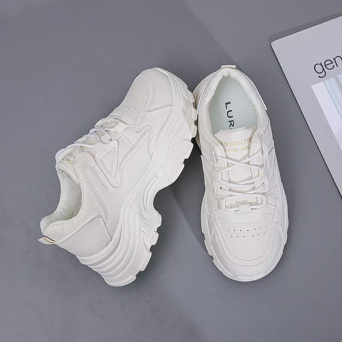 LURAD Sepatu Wanita Hitam Putih Polos Hak Tinggi Sneakers Cewek SM21