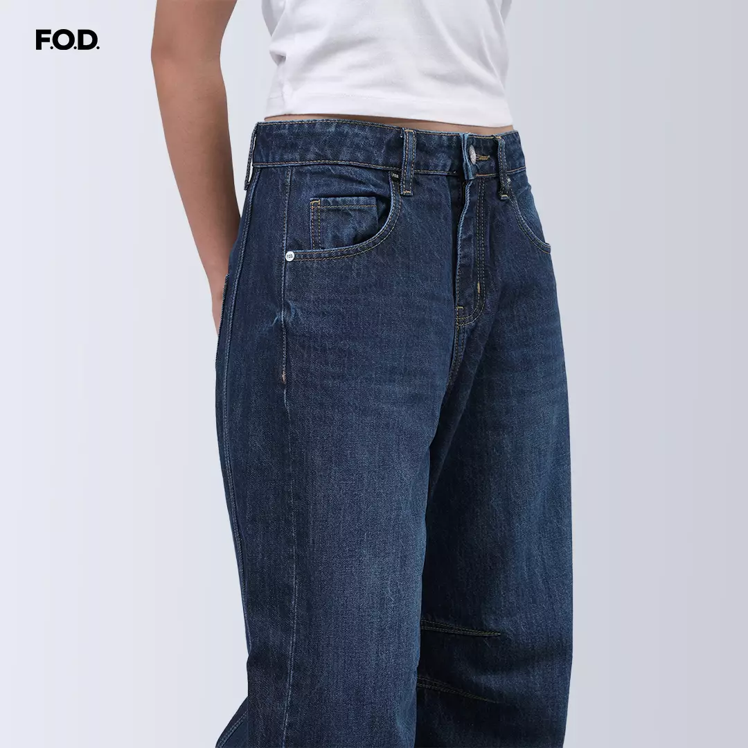 Celana Jeans Wanita Barnet Barrel Dark Blue