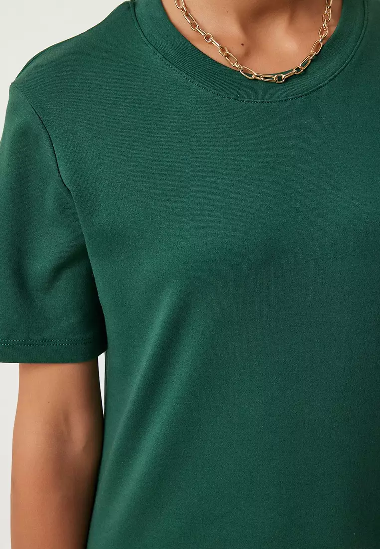 Cotton Crew Neck Mini Dress