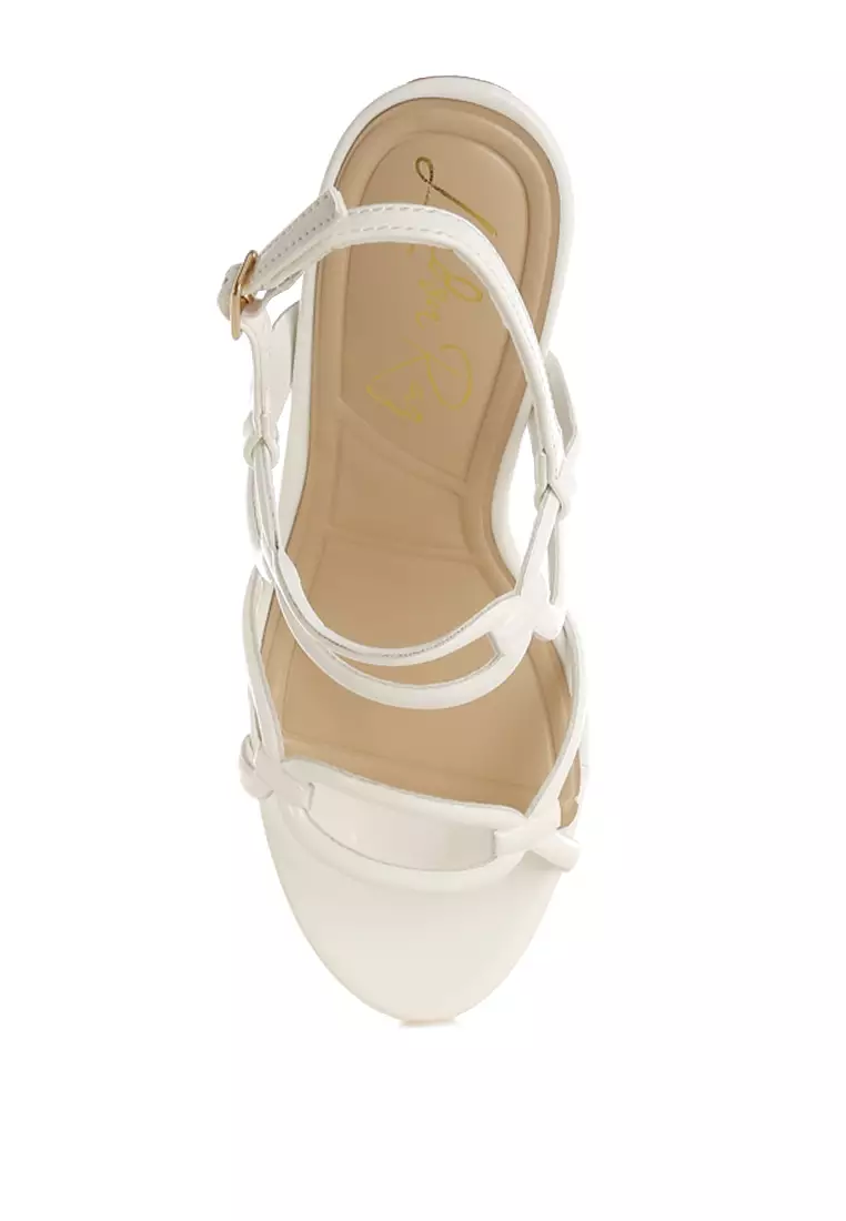 White Cut Out Chain Sandals