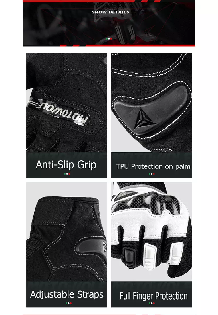 Motowolf MDL0333B Motorcycle Gloves  Red