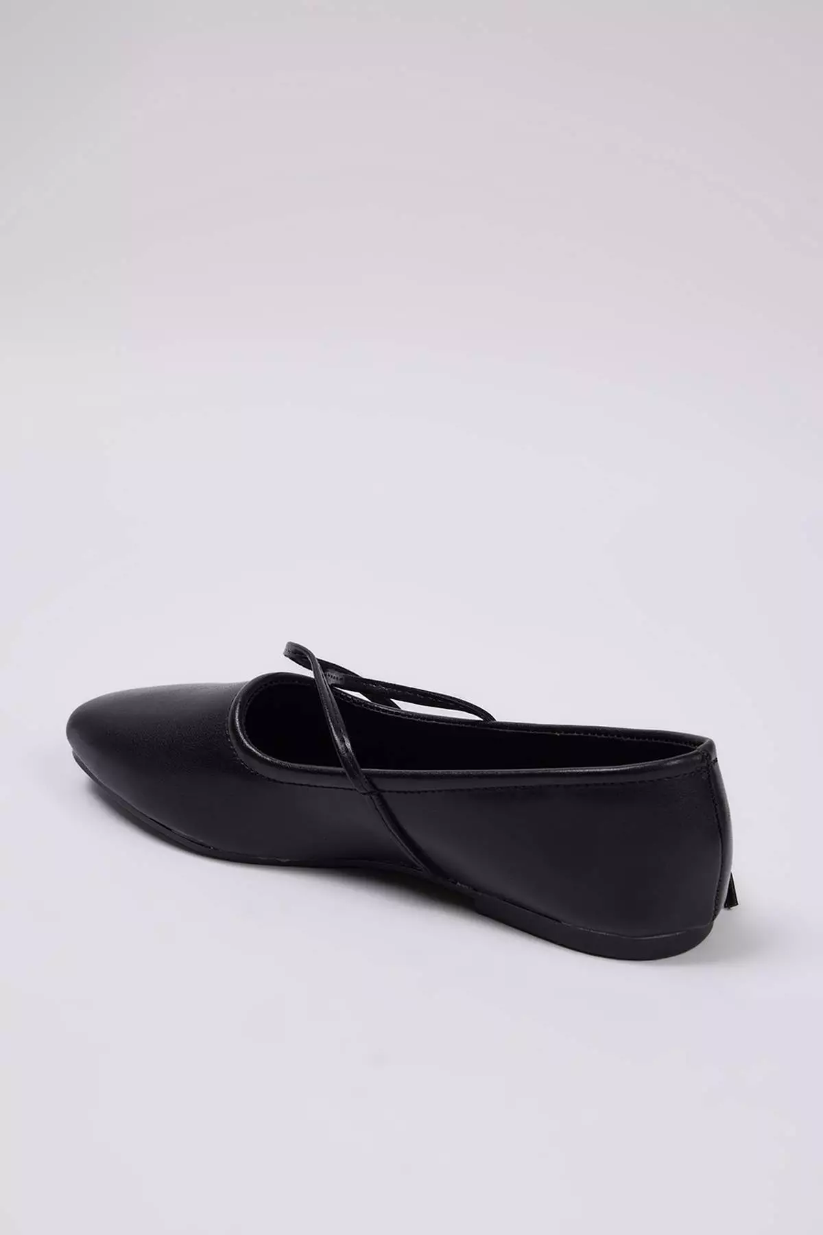 Black Lacing Detailed Mary Jane Women's Round Toe Ballerina Takaw26Be00002