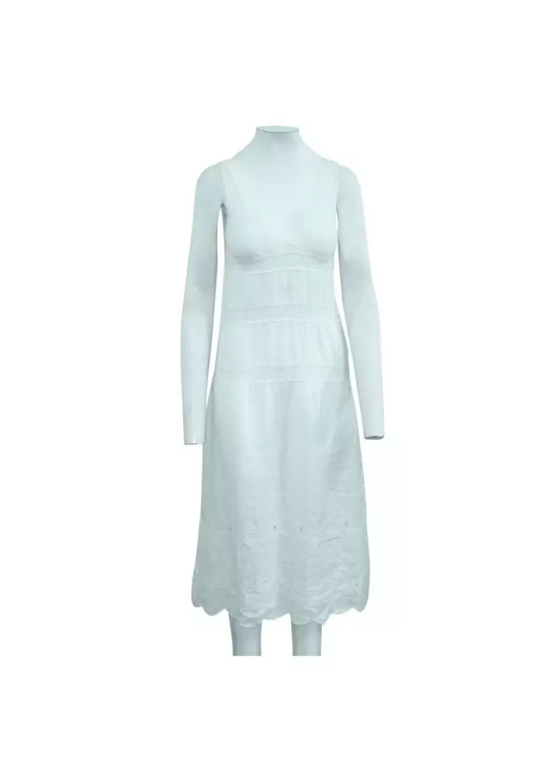 Designer white linen dresses discount