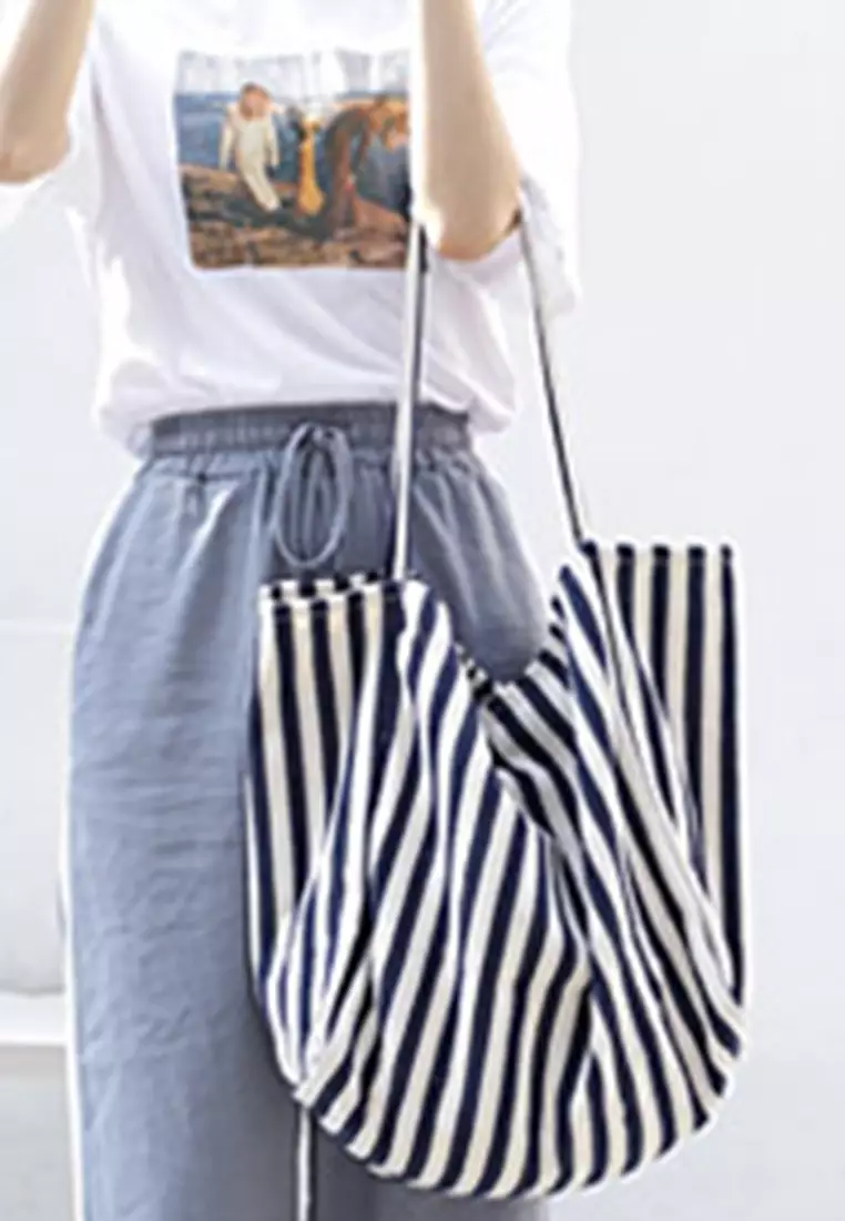 Simple Small Fresh Small Striped Canvas Bag Ca21051315BL