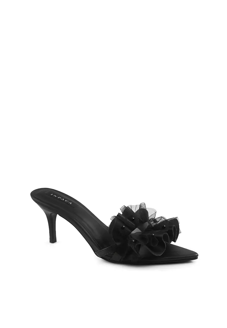 Carole Ruffle Heels with Pearl