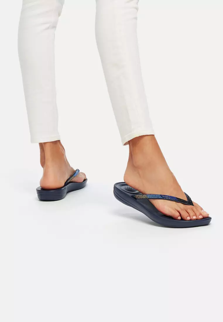 FitFlop iQUSHION Women's Ombre-Sparkle Flip-Flops - Midnight Navy (DG5-399)
