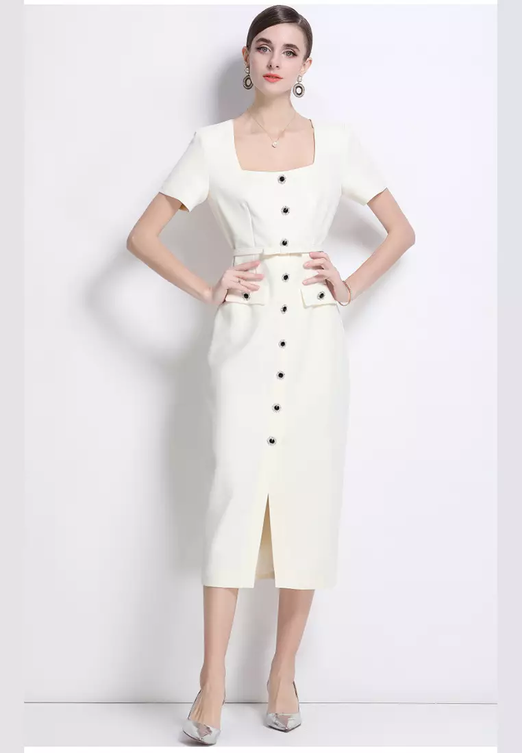 Sexy square neck high waist dress CA25070943BE