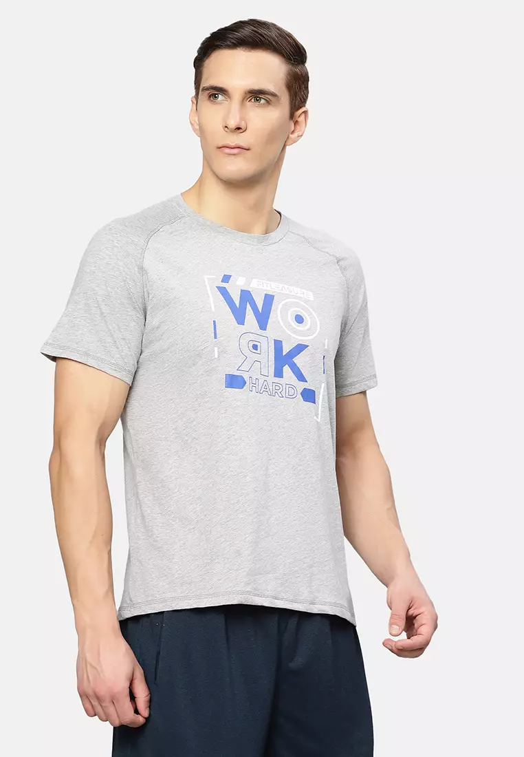 Men's Grey Workhard Graphic Training Tee