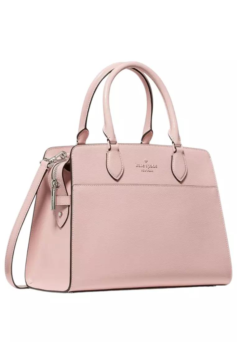 Madison Textured Patent Leather Medium Satchel - Tutu Pink
