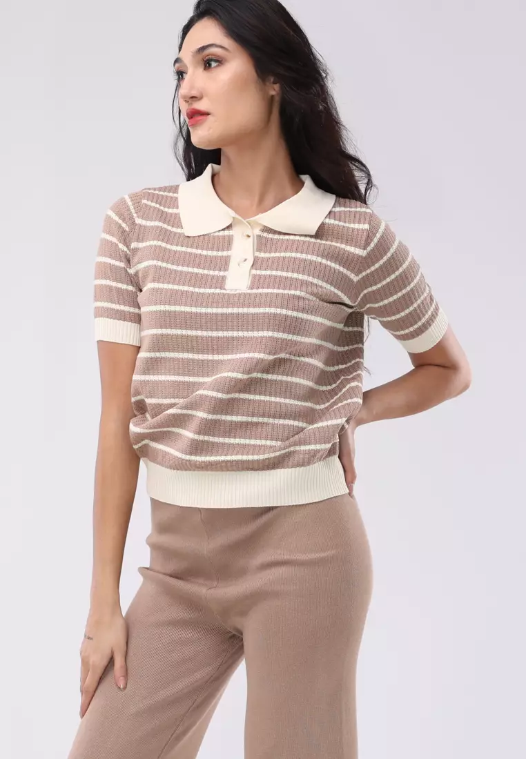 Knitted Short Sleeve Tops/Pants Terno