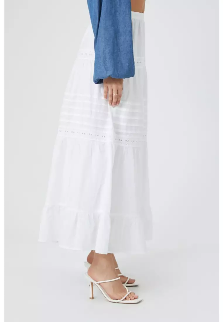 Forever 21 white flowy skirt shop
