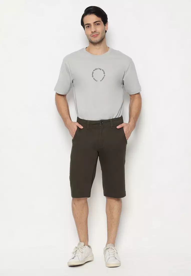 POLICE Celana Chino Pendek Cotton Premium Regular Fit Pria