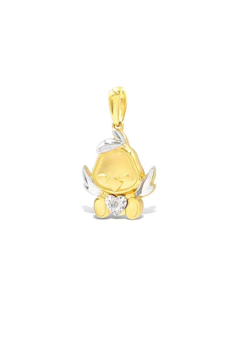 Diamondtalk 9k White & Yellow Gold Diligent Rooster Diamond Pendant Pdt00088-a10