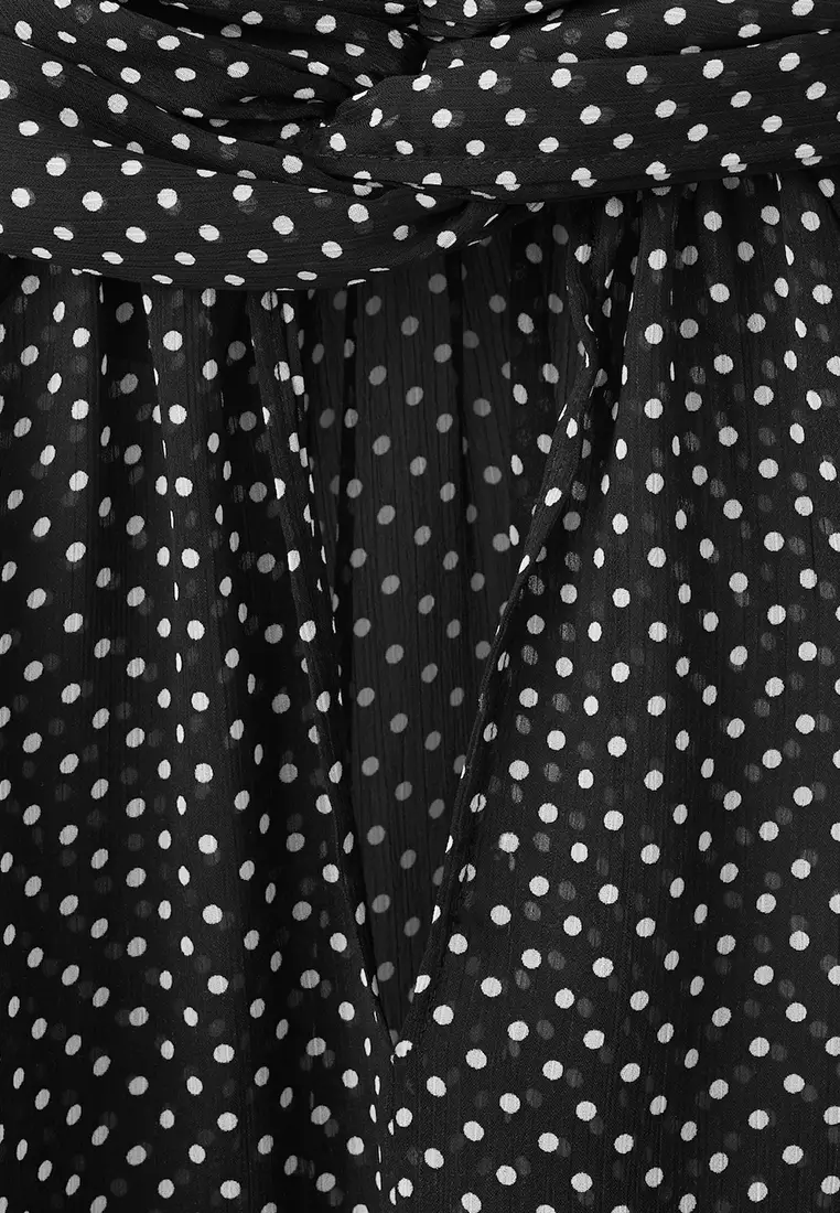 Polka Dot High-Neck Blouse
