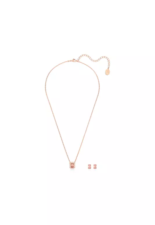 Millenia Set Octagon Cut Swarovski Zirconianpink Rose-gold Tone Plated