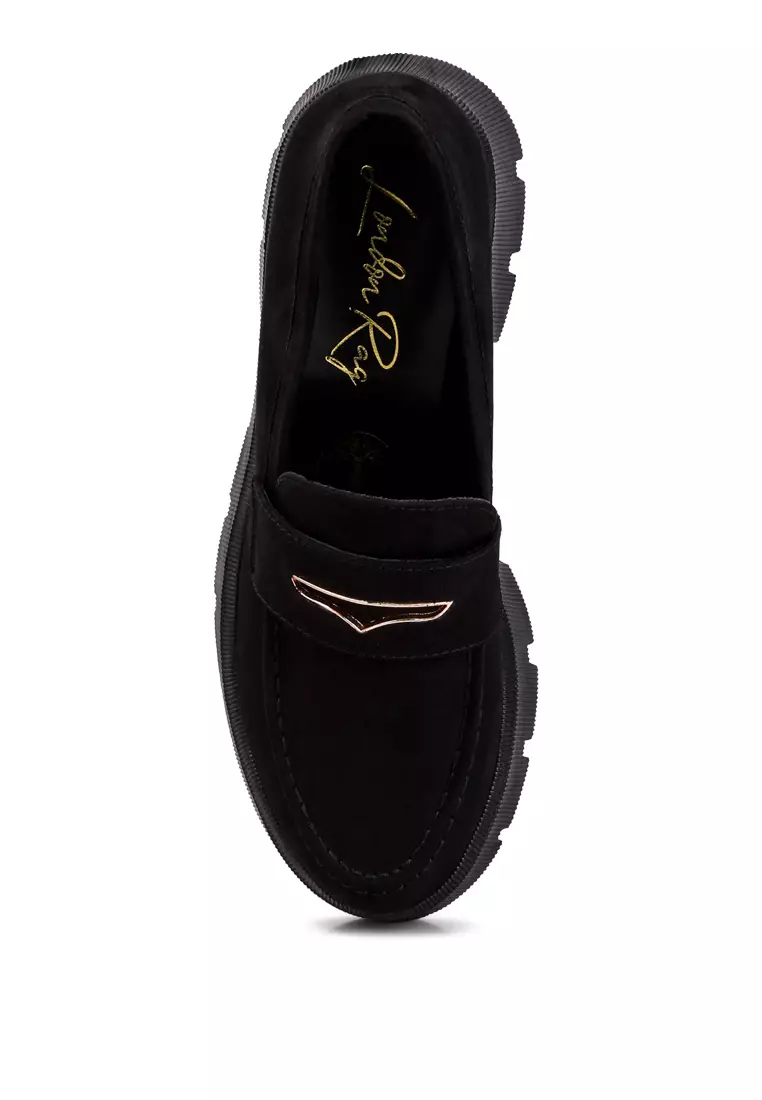 Sepatu Chunky Suede Mikro Hitam
