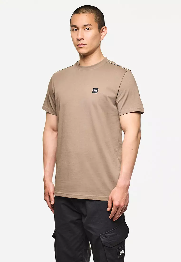 MENS TOBACCO MANUEL TEE WITH MID HOUSE CHECK PIPING