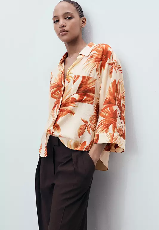 Palm-Tree Shirt With Three-Quarter Sleeves