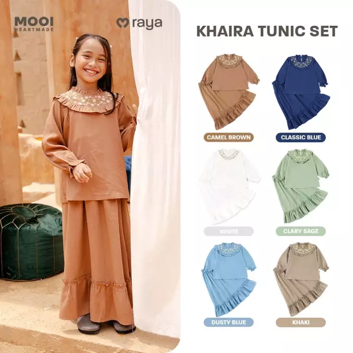 Mooi Setelan Anak Perempuan  Raya Collection Khaira Tunic Set - Classic Blue