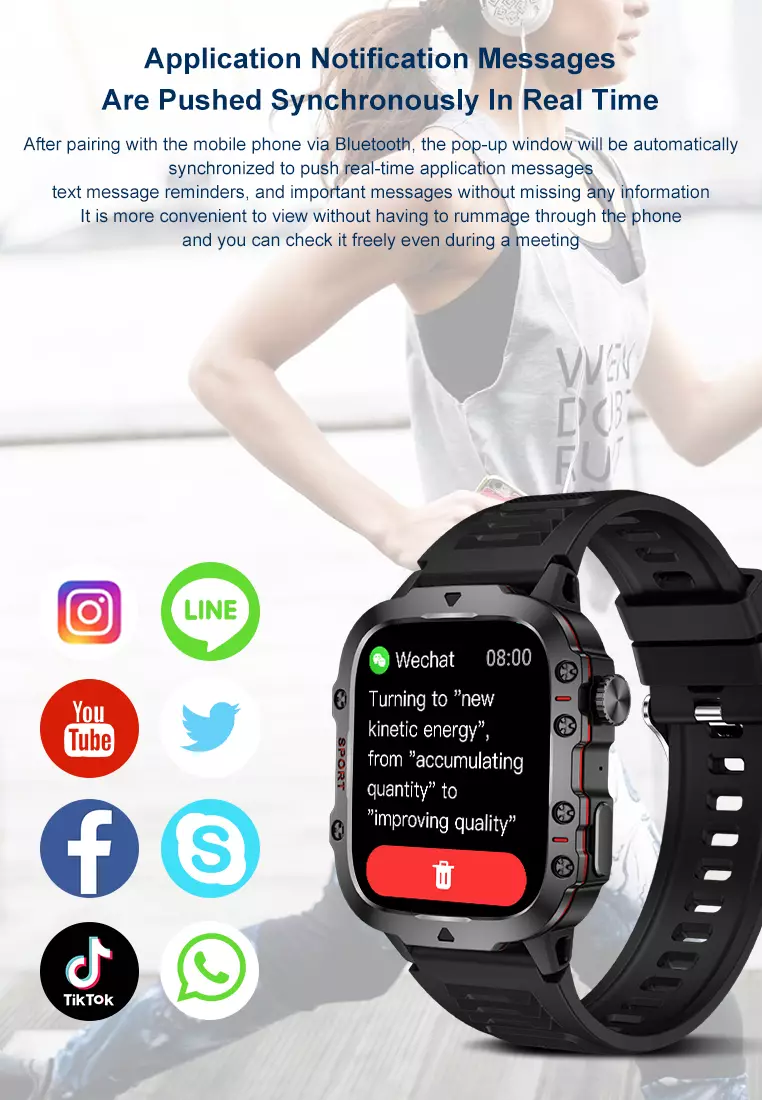 Smart Watch QX11 1.96 inch Full screen touch Long Time Battery Multiple sports modes Jam Pintar Khaki
