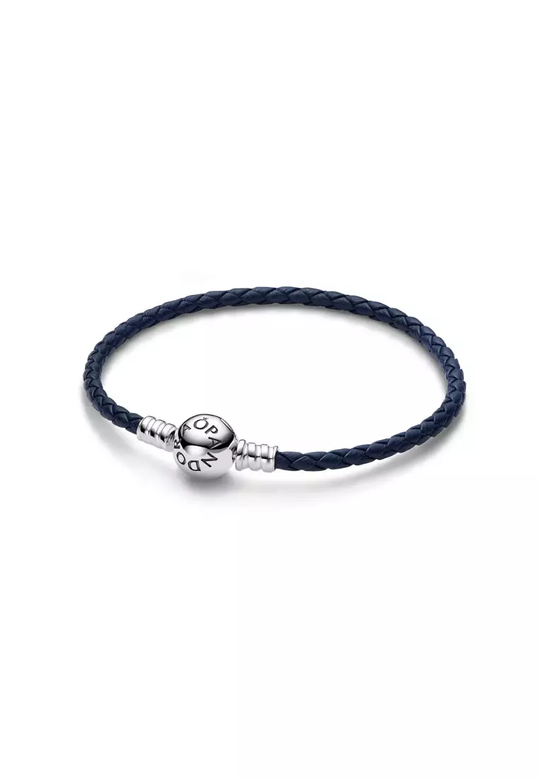Pandora double deals black leather bracelet