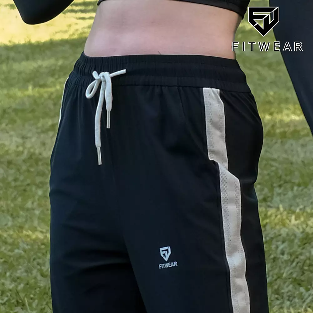 Fitwear Jogger Oversize Olahraga Wanita AMORA WIDE STRIPE - CREAM RIBBON