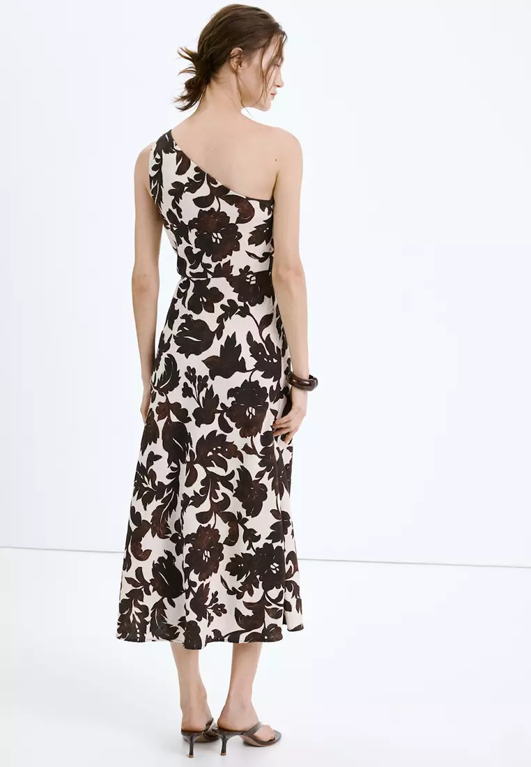 Asymmetrical Floral-Print Dress