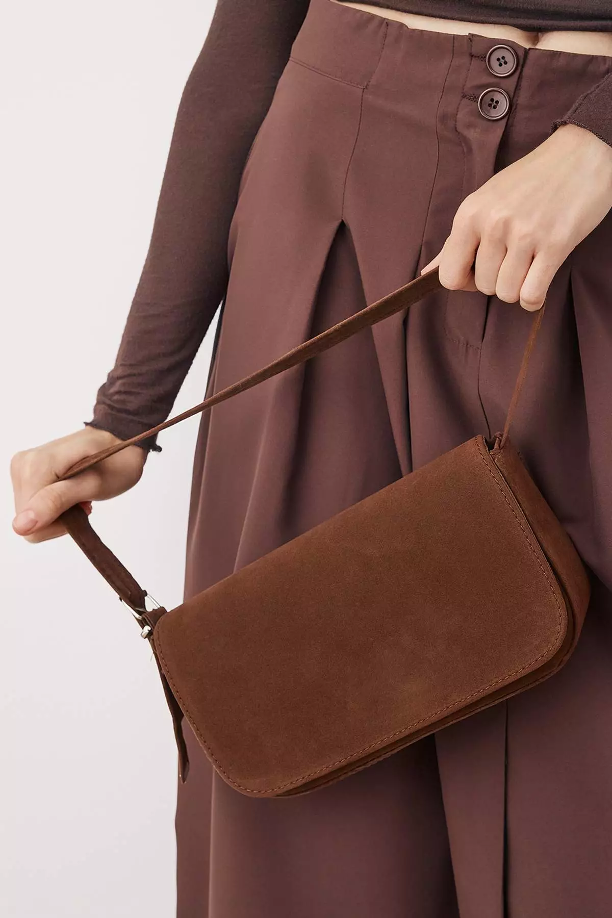 Brown Suede Women's Mini City Bag