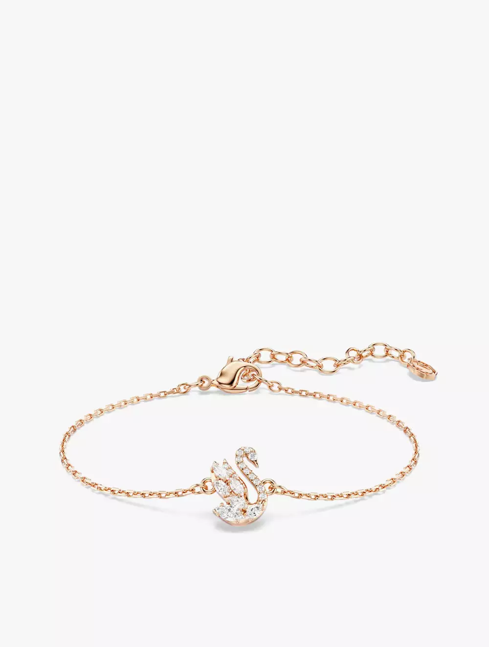 Swan bracelet, Mixed cuts, Swan, White, Rose gold-tone plated