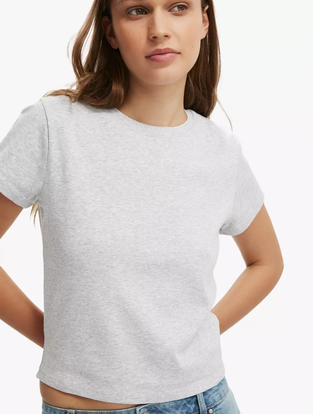 Cotton On -  Pakaian Wanita  - 90S Baby Tee - Grey Marle