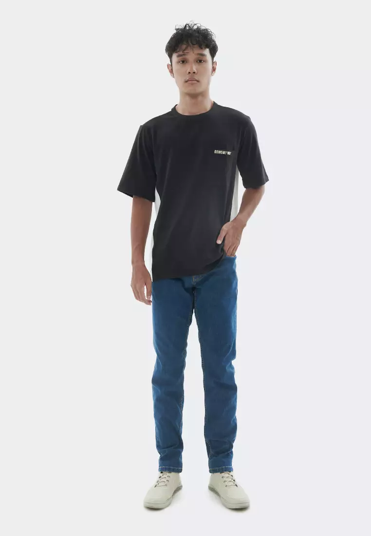 MANZONE Kaos lengan pendek pria STENO-BLACK