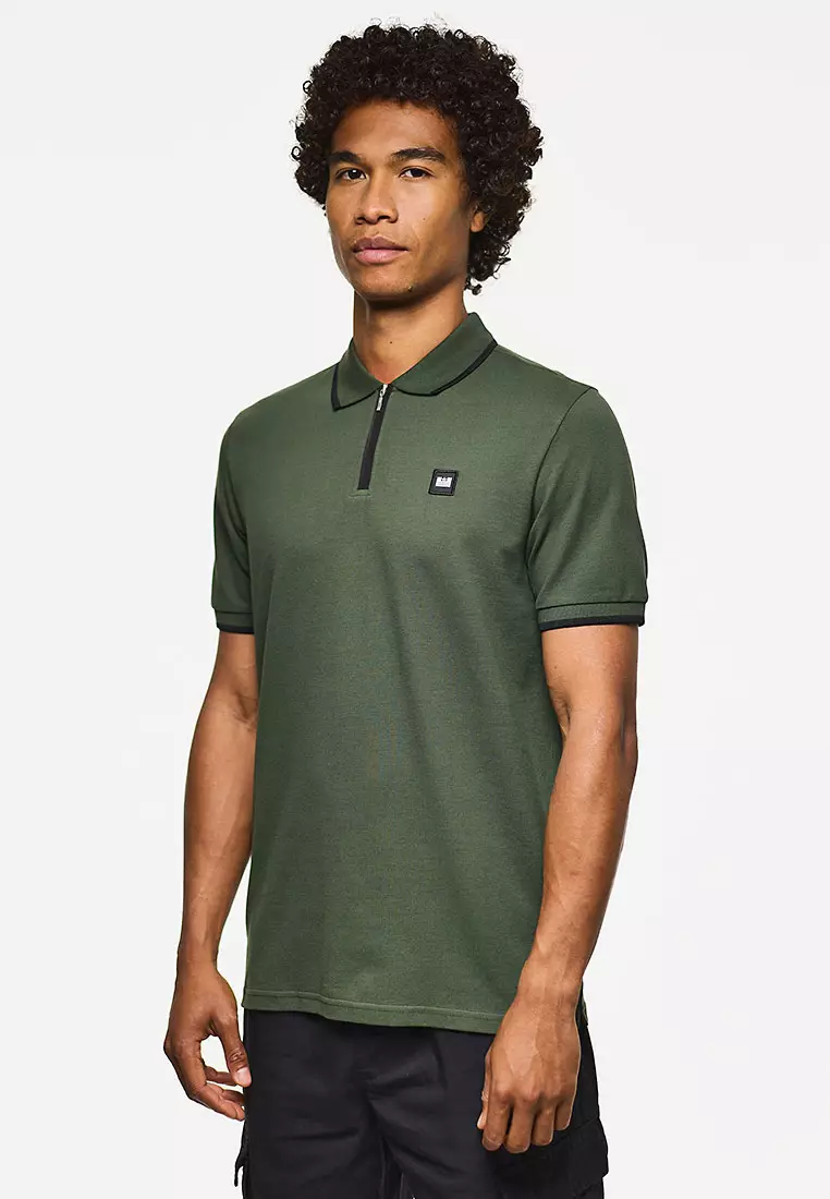 MENS BLACK FOREST/BLACK MONTI ZIP POLO WITH PARACHUTE DETAIL