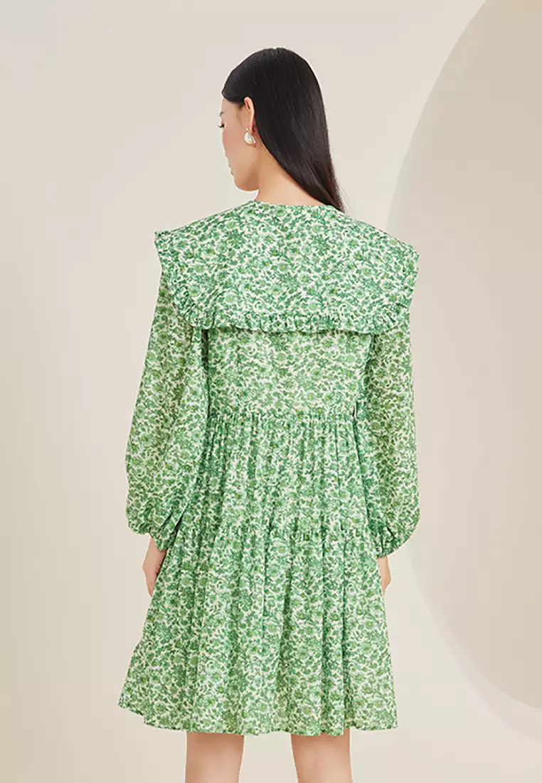 Long Sleeve Chiffon Collar Blouse with Front Ribbon Tie