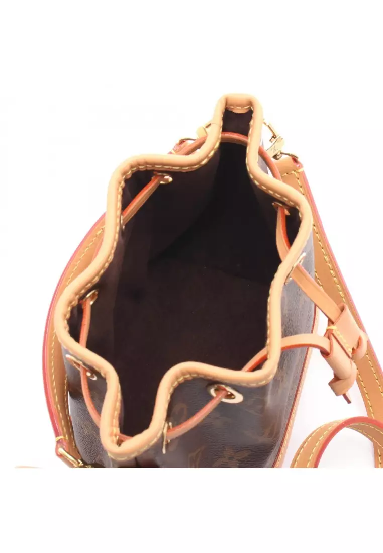 Pre-Loved Louis Vuitton Nano Noe monogram Handbag PVC leather Brown 2WAY