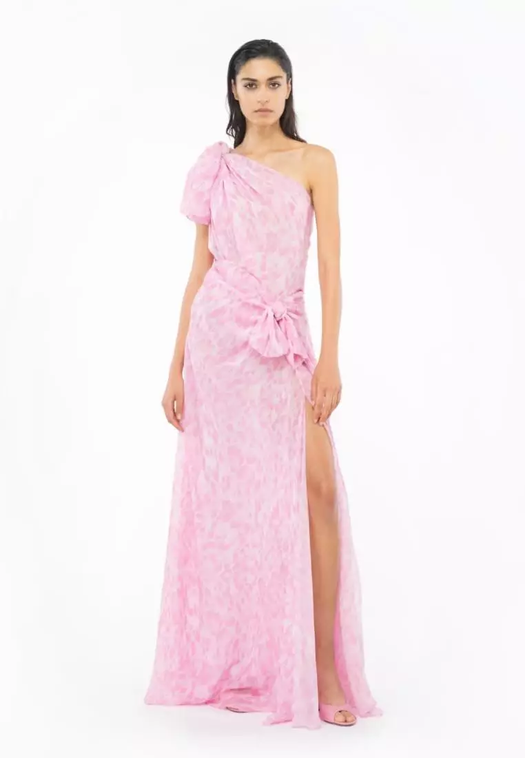 strapless open back dress Pink Bloom Satin Strapless Maxi Dress main image 0