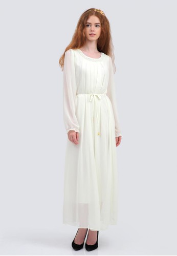 Devine Pearl Long Dress in White