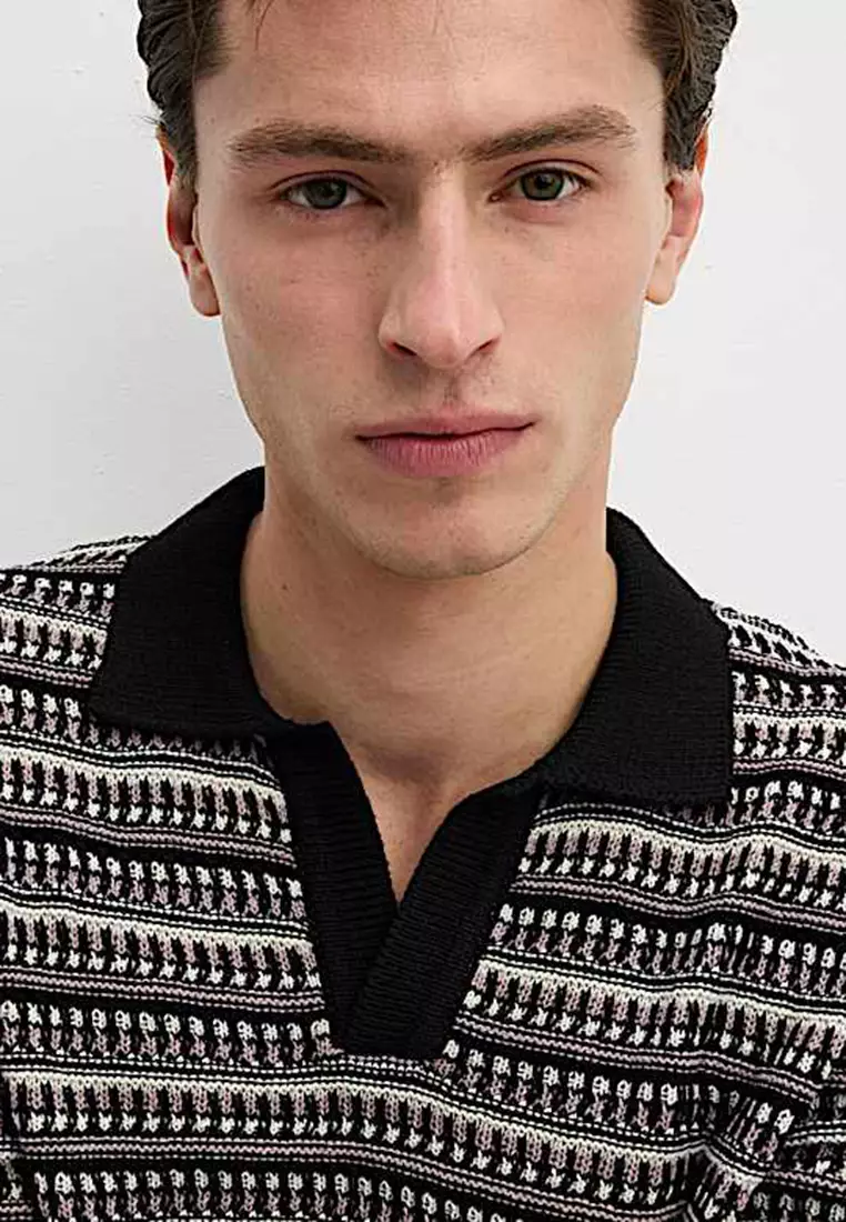 Cotton Blend Knitted Polo Shirt