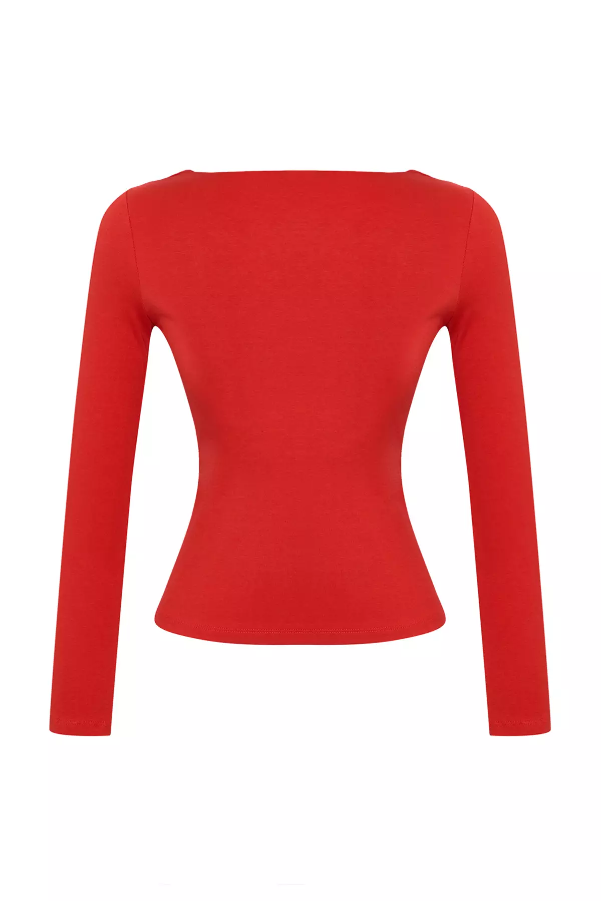 Square Collar Cotton Knitted Blouse Regular Fit