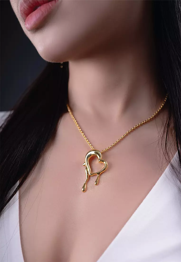Drip Bleeding Heart 18K Gold Plated Pendant