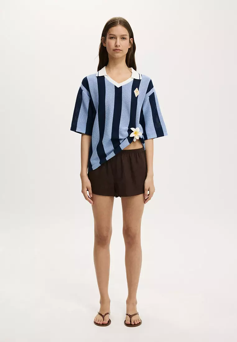 Collared Shortsleeve Polo Knit
