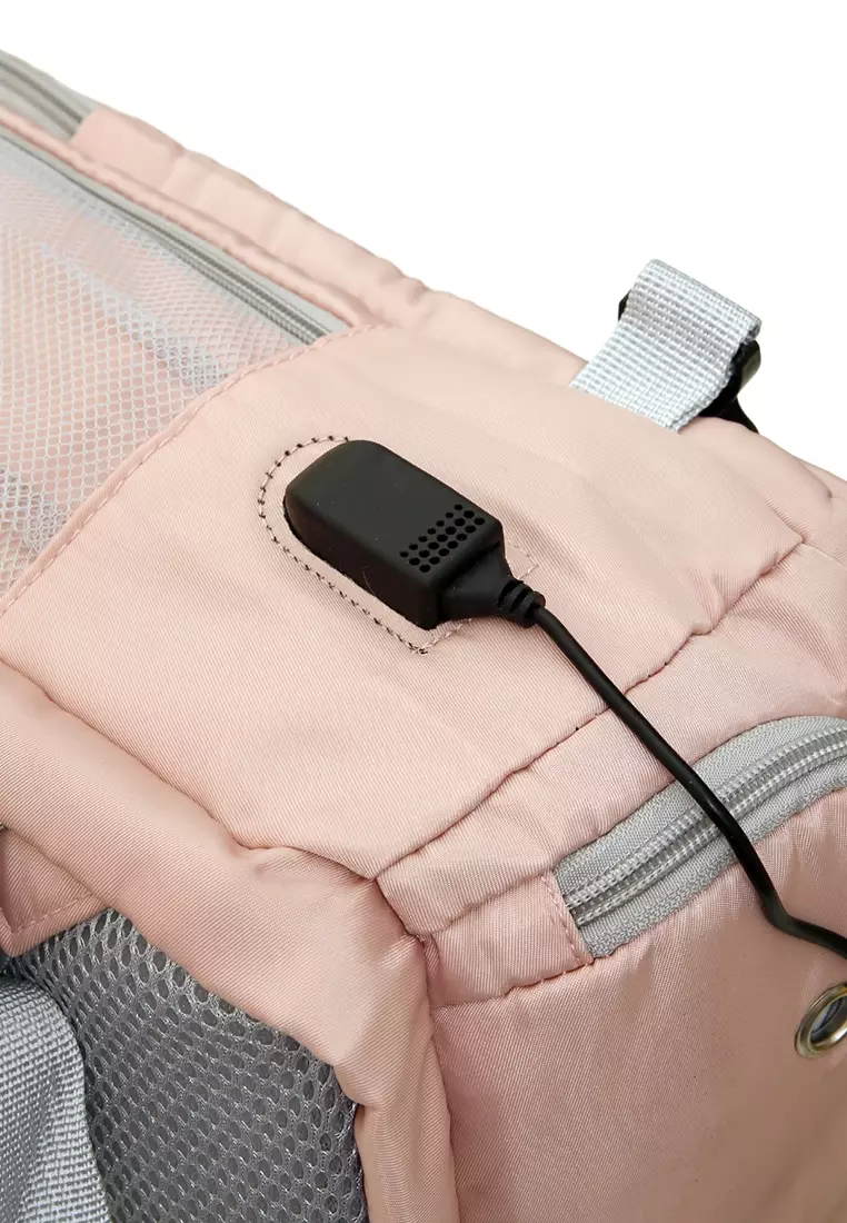 Afra Tas Ransel Wanita Motif Polos Casual Backpack Multifunction Large Compartment Material Nylon ORIGINAL - Pink