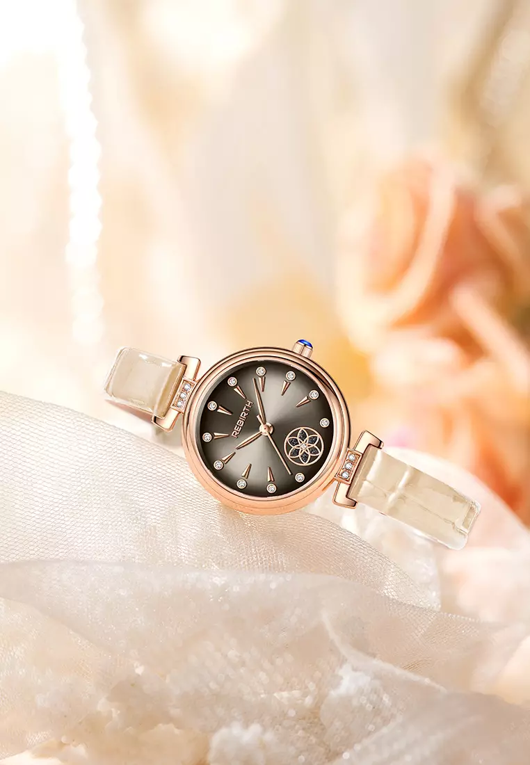 Jam Tangan Wanita Berlian Anggun Anti Air Kuarsa Tali Kulit Gaya Korea Jam Tangan Cewek