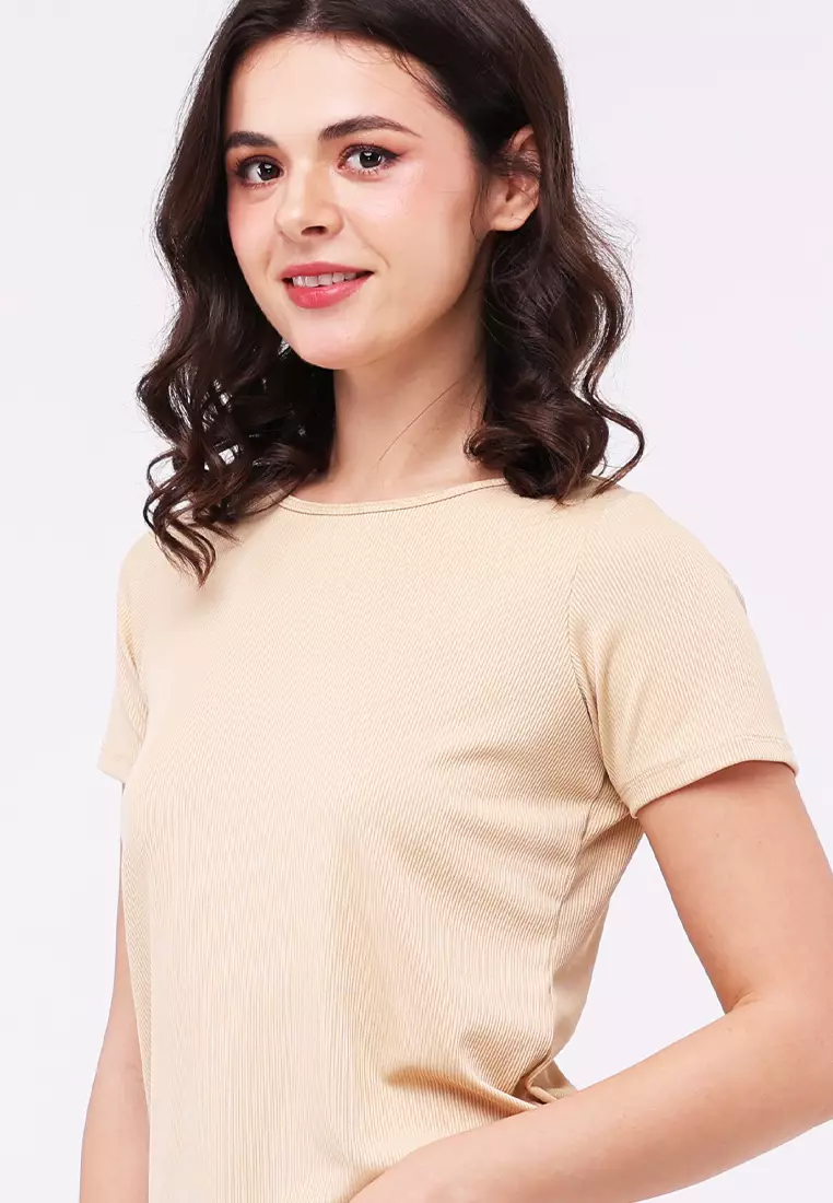 Buy Crissa 2x1 Rib Knits Short Sleeves Top 2024 Online | ZALORA Philippines