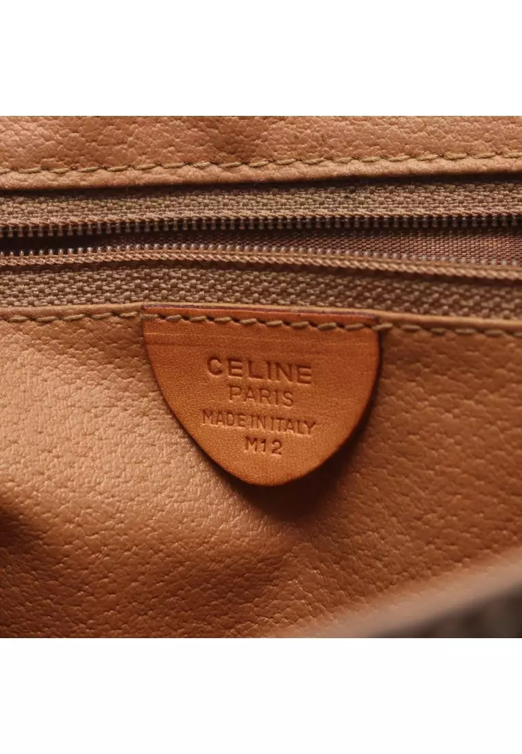 Pre-Loved Celine Macadam Shoulder bag PVC leather Dark brown Brown