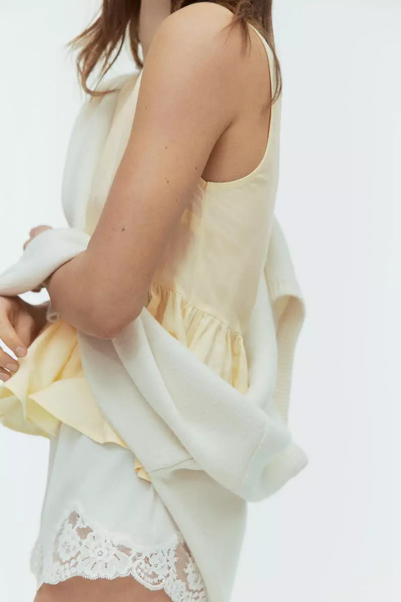 Linen-blend peplum top