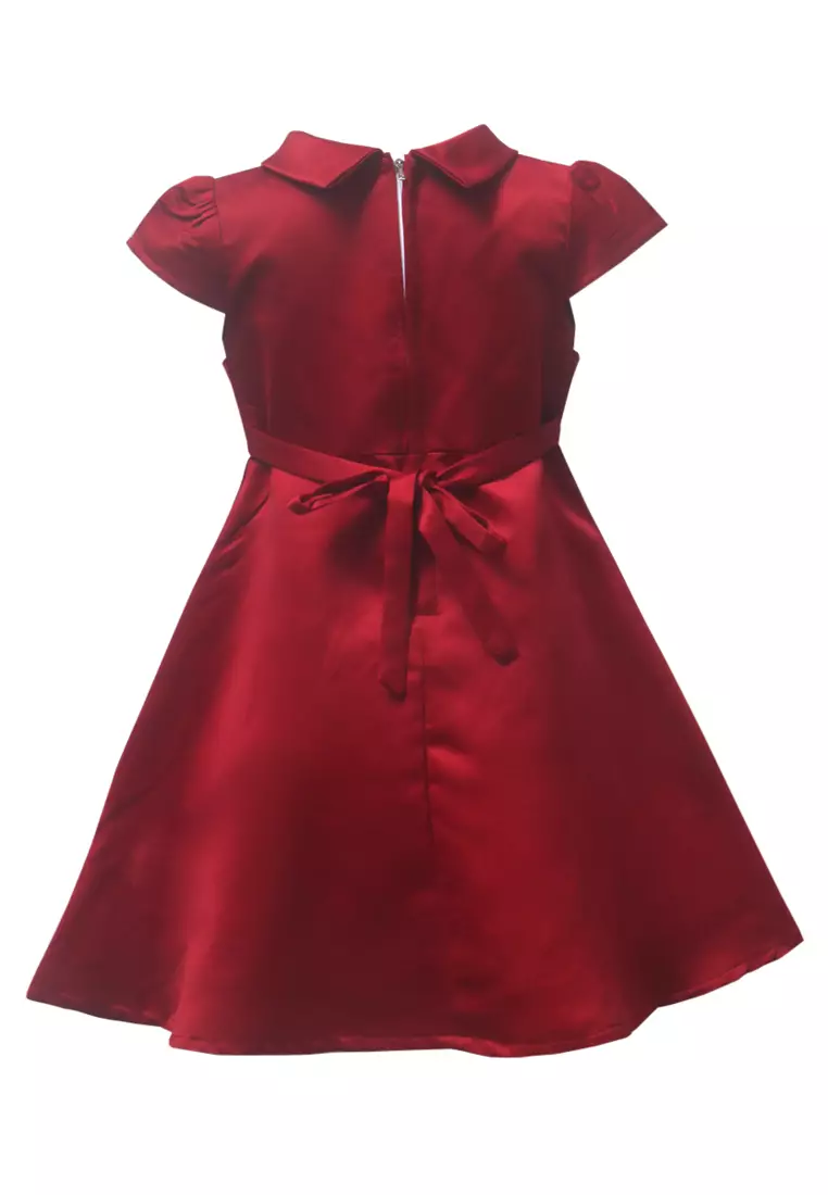 Two Mix Dress Anak Pesta Bahan Satin Y859