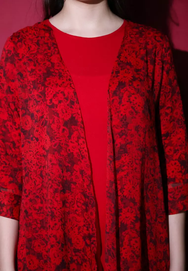 Mini Dress Semi Outer In Red By Brilliant girl Warna MERAH