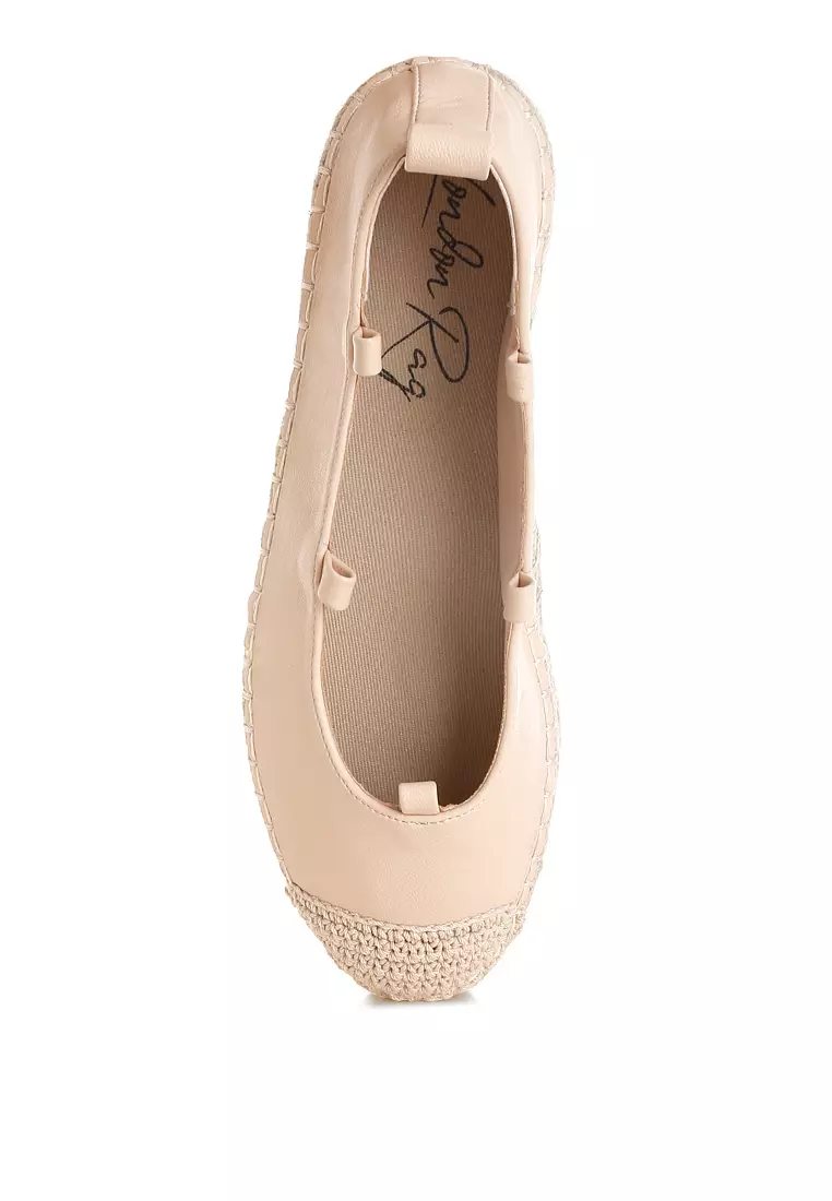 Woven Toe Lace-Up Espadrilles in Beige